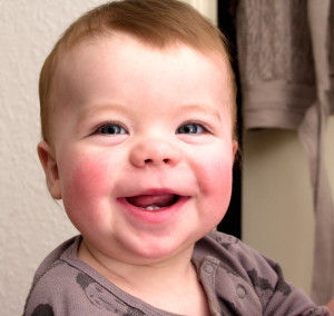 Closeup Portrait of a smiling baby boy
